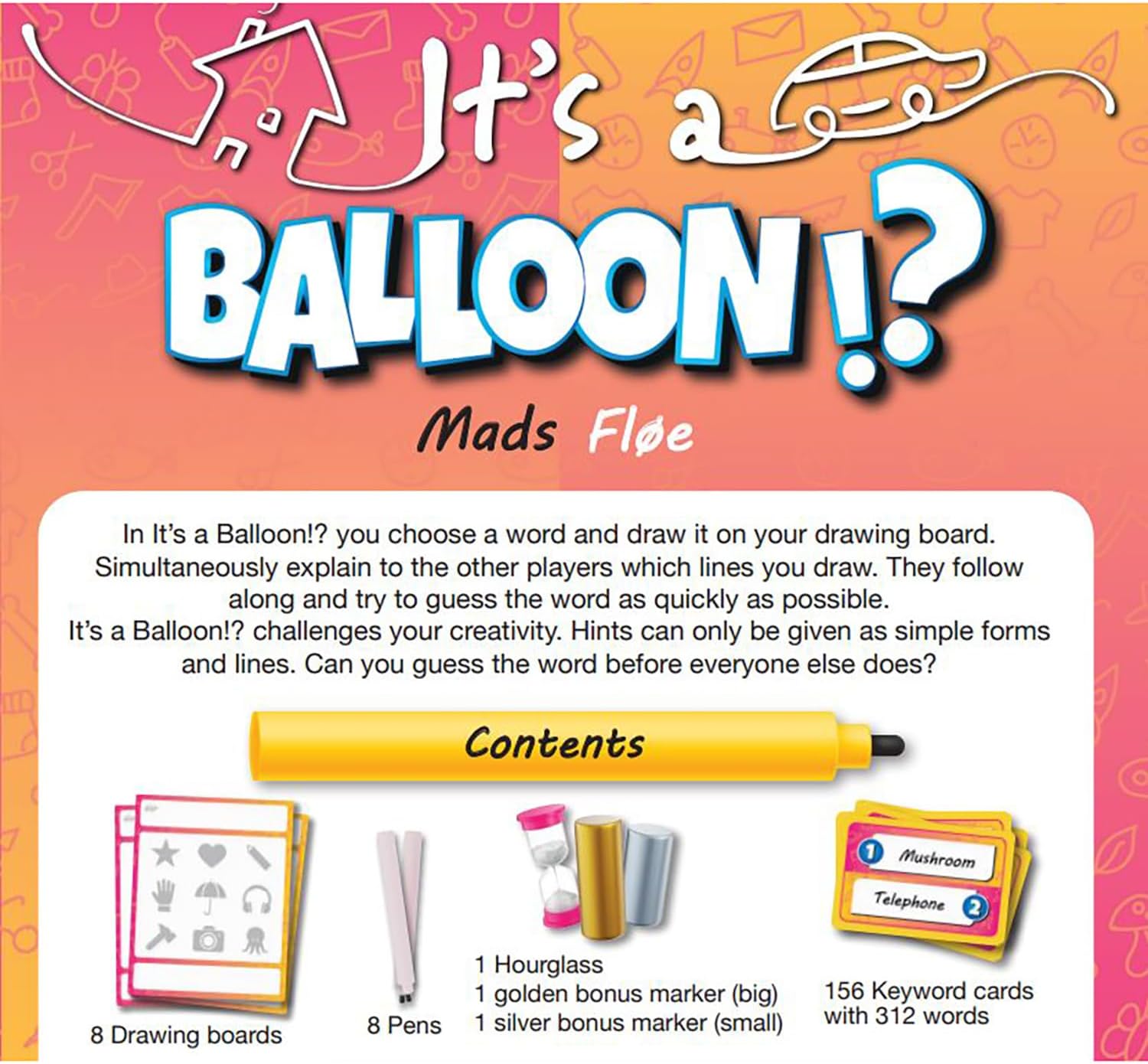 Rio Grande Games: It's A Balloon - Word Guessing Drawing Game, Hilarious Party Game, Interactive Family Game, Ages 8+, 3-8 Players, 15-30 Min