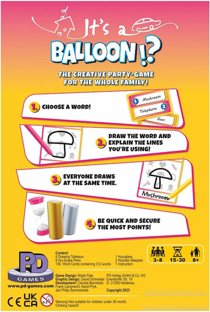 Rio Grande Games: It's A Balloon - Word Guessing Drawing Game, Hilarious Party Game, Interactive Family Game, Ages 8+, 3-8 Players, 15-30 Min