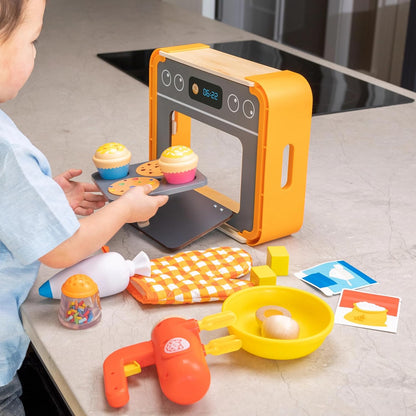 Fat Brain Toys Pretendables Bakery Set-Pretend Play Kids Baking Set with Oven, Mixer, Cupcakes, Cookies and Other Toy Kitchen Accessories - Durable Kids Kitchen Playset - Baking Gifts for +3 Year Olds