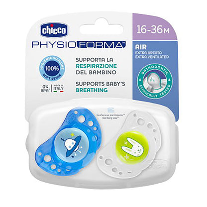 Chicco Air Pacifier, 12+ Months, 2 Units Silicone 12+ MESI Blue/Green blue / green Silicone
