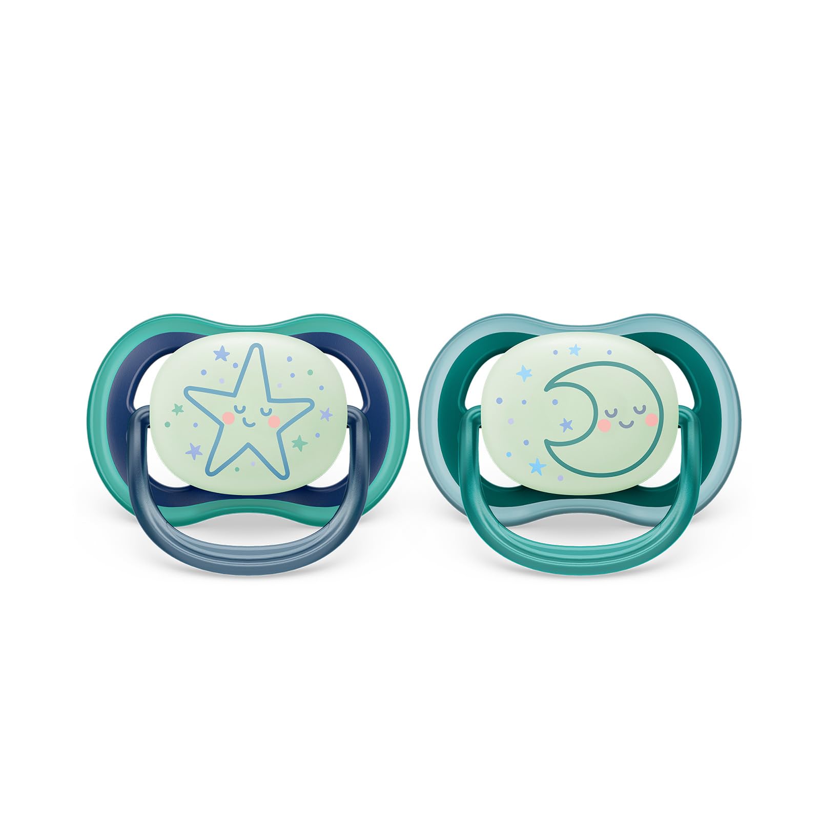 Philips Avent Ultra Air Pacifier - 2X Lightweight, Breathable, Glowing in The Dark Pacifiers for Children Over 18 Months Old Without bisphenol A, with sterilizer case (Model SCF376/13