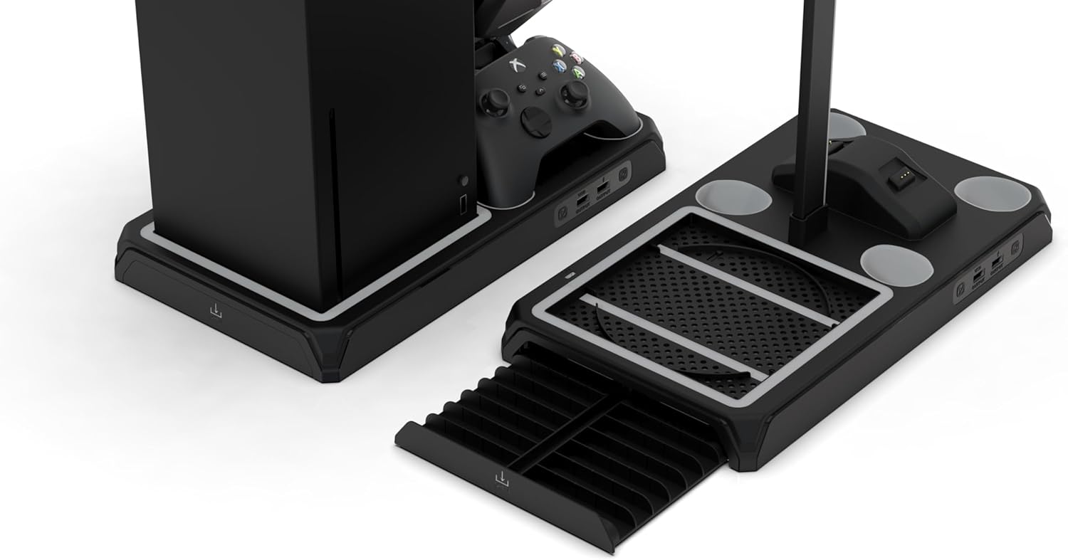 Imp Gaming DLX LED Twin Charging Tower With Cooling Fans & Game Storage Stand Xbox Series X Xbox Series X Multi Colour