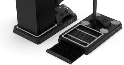 Imp Gaming DLX LED Twin Charging Tower With Cooling Fans & Game Storage Stand Xbox Series X Xbox Series X Multi Colour