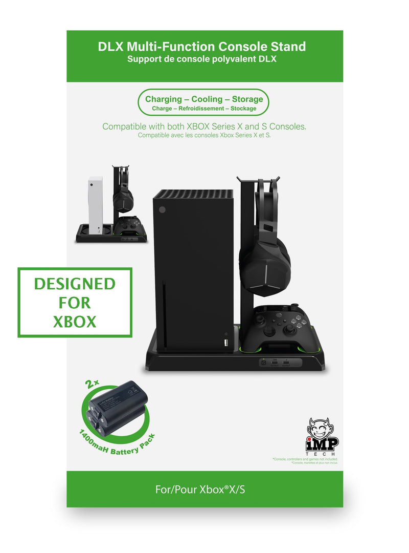 Imp Gaming DLX Twin Charging Tower With Cooling Fans & Game Storage Stand Xbox Series X