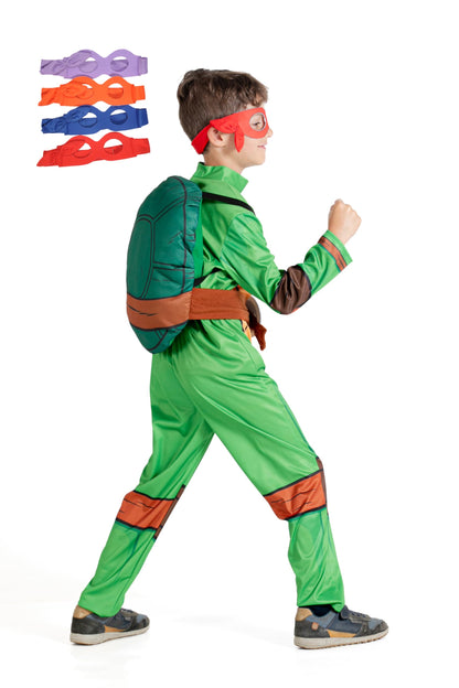 Ciao- Ninja Turtle costume disguise fancy dress boy official TMNT Teenage Mutant Ninja Turtles (Size 5-7 years) with padded shell and interchangeable masks
