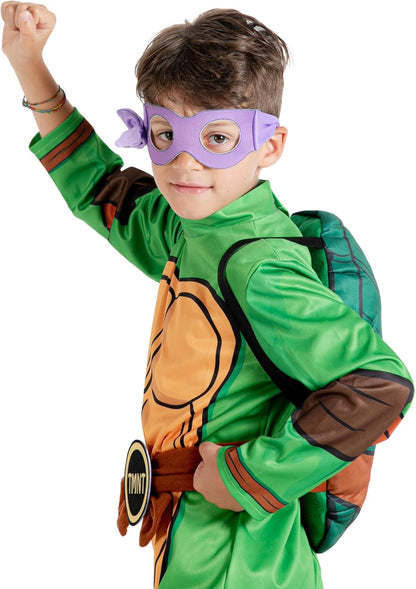 Ciao- Ninja Turtle costume disguise fancy dress boy official TMNT Teenage Mutant Ninja Turtles (Size 5-7 years) with padded shell and interchangeable masks