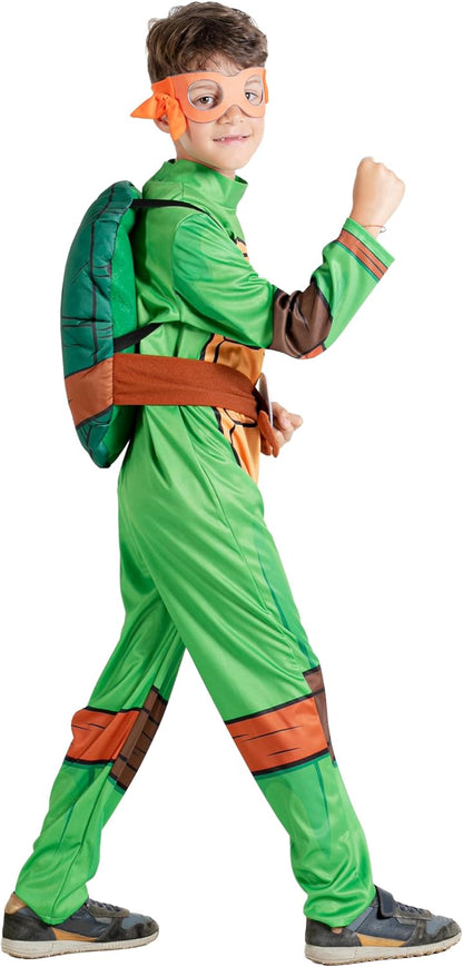 Ciao- Ninja Turtle costume disguise fancy dress boy official TMNT Teenage Mutant Ninja Turtles (Size 5-7 years) with padded shell and interchangeable masks