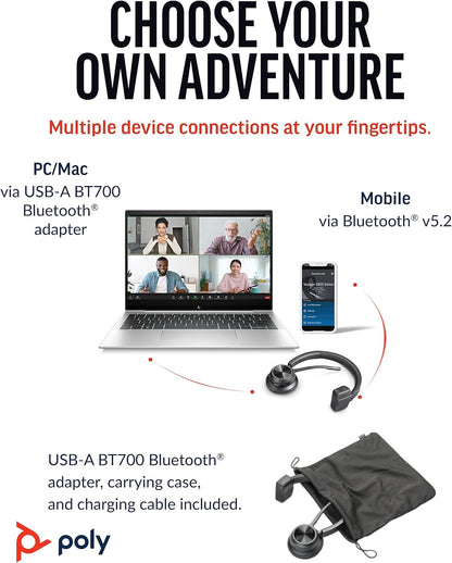 Poly Voyager 4310 UC Wireless Headset - Single-Ear Bluetooth Headset w/Noise-Canceling Boom Mic - Long Battery Life - Connect to PC/Mac/Mobile via Bluetooth - Works w/Teams, Zoom & More, Plantronics