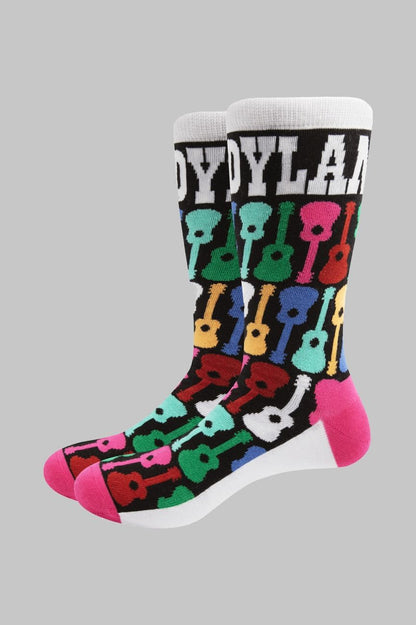 Bob Dylan Unisex Adult Guitar Ankle Socks (7 UK-11 UK) (Black/White/Pink
