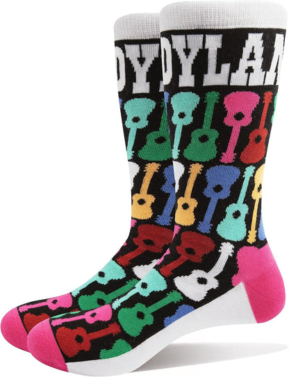 Bob Dylan Unisex Adult Guitar Ankle Socks (7 UK-11 UK) (Black/White/Pink
