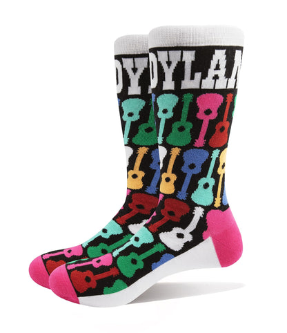 Bob Dylan Unisex Adult Guitar Ankle Socks (7 UK-11 UK) (Black/White/Pink
