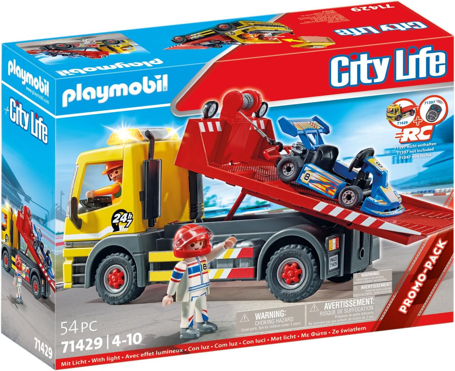Playmobil 71429 City Life RC Vehicles - Towing Service, Truck and Racing Car Toy and Imaginative Role-Play, PlaySets Suitable for Children Ages 4+
