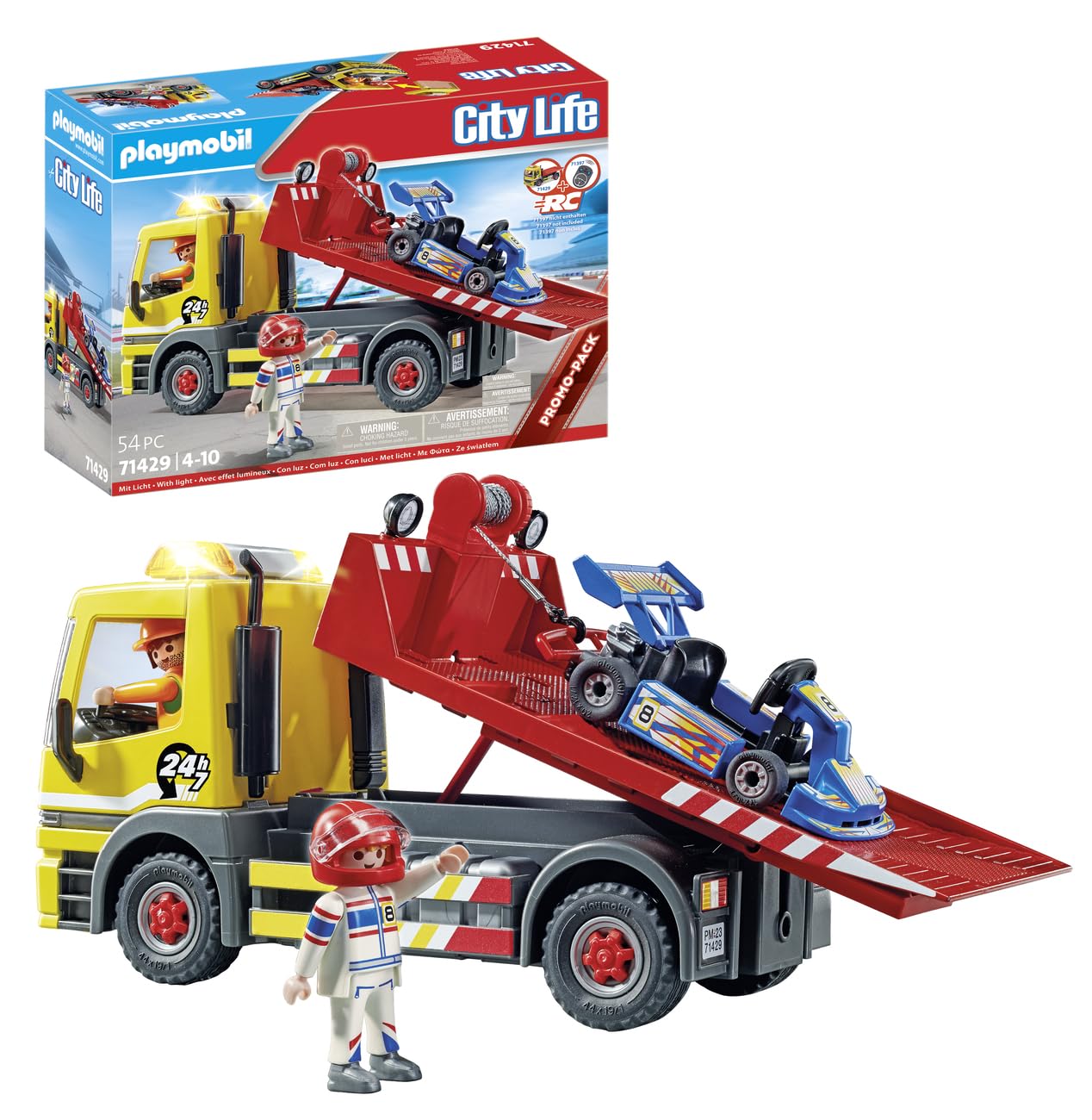 Playmobil 71429 City Life RC Vehicles - Towing Service, Truck and Racing Car Toy and Imaginative Role-Play, PlaySets Suitable for Children Ages 4+
