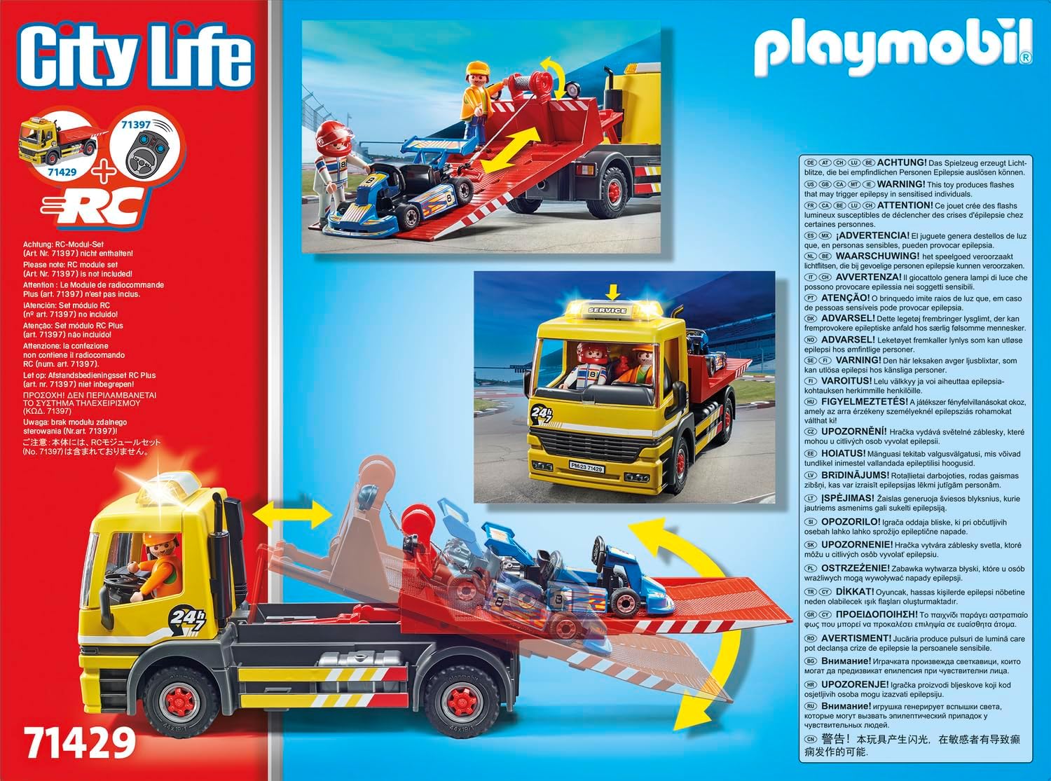Playmobil 71429 City Life RC Vehicles - Towing Service, Truck and Racing Car Toy and Imaginative Role-Play, PlaySets Suitable for Children Ages 4+
