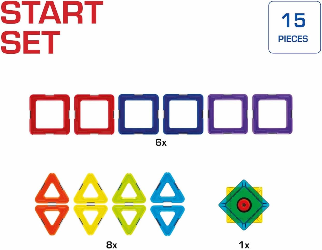 GeoSmart - Start Set, Magnetic Construction Set, 15 pieces, 3+ Years
