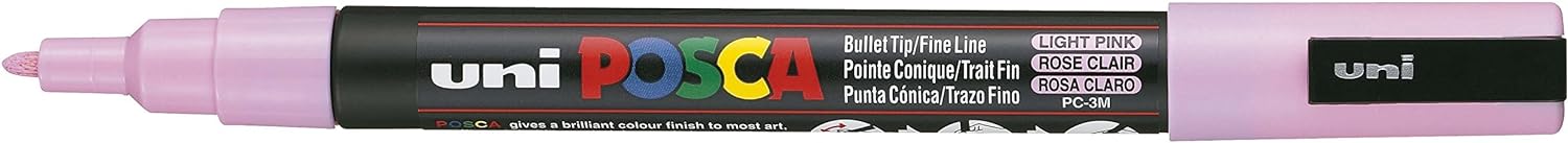 POSCA PC-3M Water Based Permanent Marker Paint Pens. Premium Medium Tip for Arts and Crafts. Multi Surface Use On Wood, Metal, Paper, Cardboard, Glass, Fabric, Ceramic & Stone. Set of 8 Pastel Colours