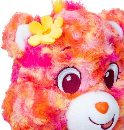 Basic Fun Care Bears Flower Power Bear Medium Plush Toy 35 cm – Eco-Friendly Cuddly Bear with Flower Belly Badge for Girls and Boys Aged 4+
