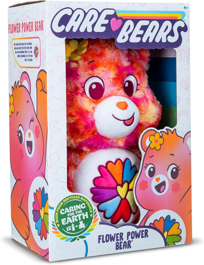 Basic Fun Care Bears Flower Power Bear Medium Plush Toy 35 cm – Eco-Friendly Cuddly Bear with Flower Belly Badge for Girls and Boys Aged 4+