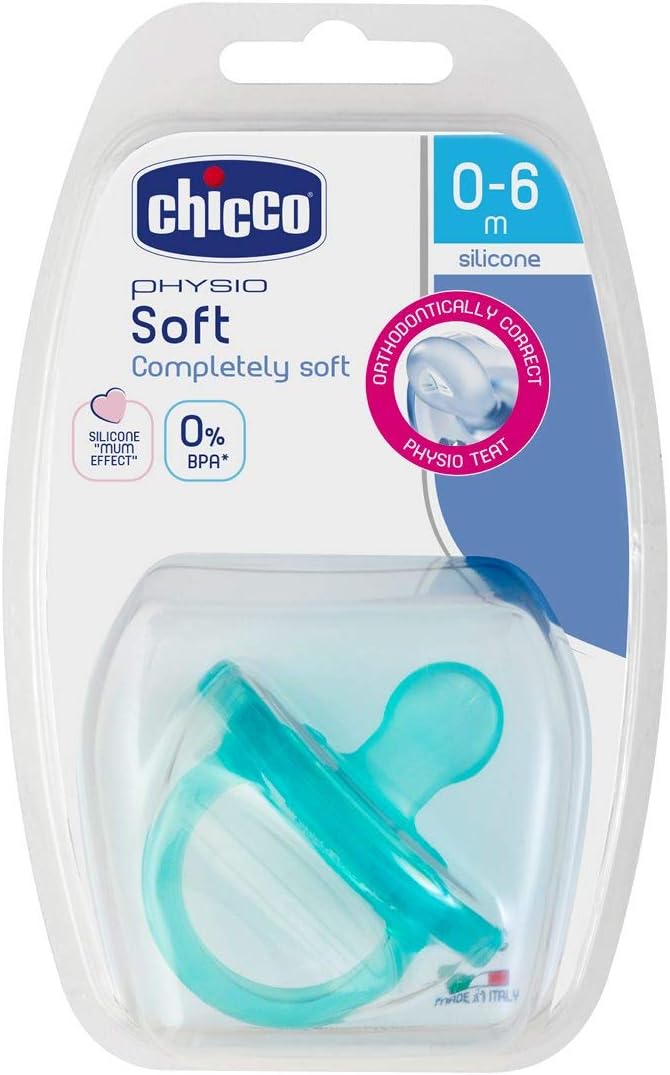 Chicco PhysioForma Silicone Dummy 0-6 Months, Pack of 1, Soft and Delicate Dummy, Supports Physiological Breathing and Promotes Correct Development of The Mouth, Blue 1 Count (Pack of 1) blue