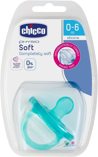 Chicco PhysioForma Silicone Dummy 0-6 Months, Pack of 1, Soft and Delicate Dummy, Supports Physiological Breathing and Promotes Correct Development of The Mouth, Blue 1 Count (Pack of 1) blue