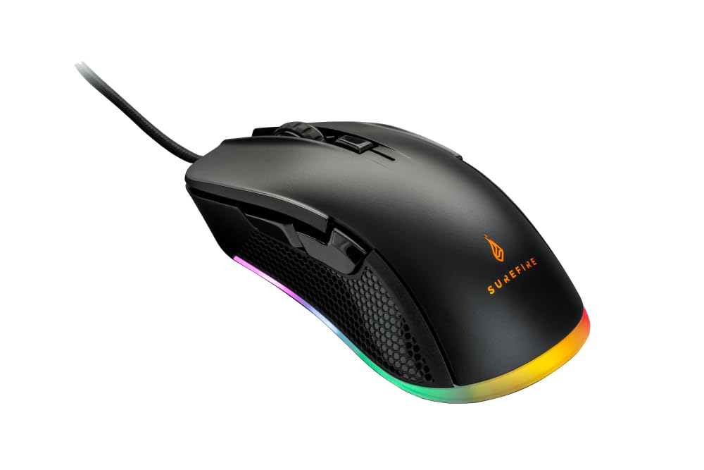 SureFire Buzzard Claw Gaming Mouse, Gaming Mouse with RGB Lighting, PC Mouse with 6 Programmable Buttons, Wired Mouse, 7,200 DPI Computer Mouse with 1.8 m Cable