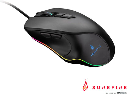 SureFire Martial Claw Gaming Mouse, Gaming Mouse with RGB Lighting, PC Mouse with 7 Programmable Buttons, Wired Mouse, 7200 DPI Computer Mouse with 1.8 m Cable