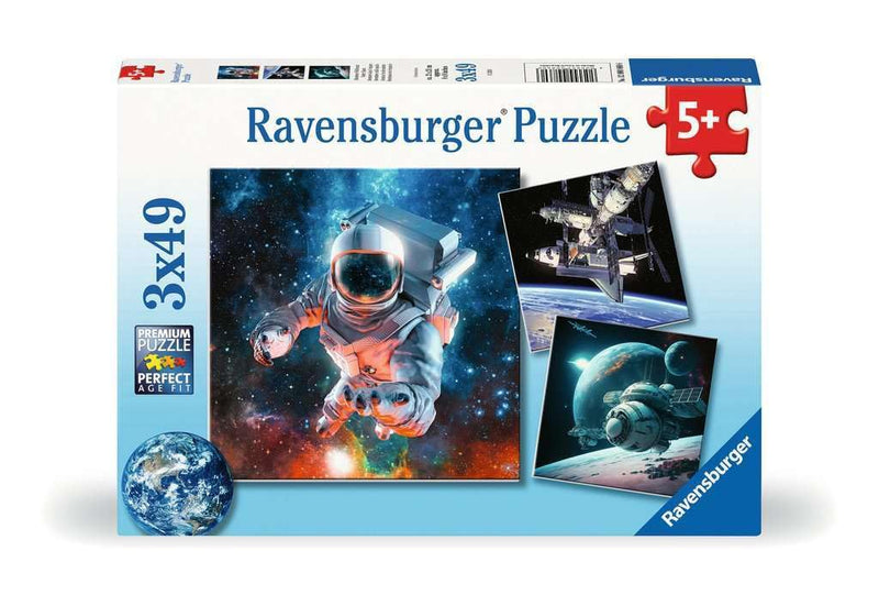 Ravensburger 12000860 Outer Space Jigsaw Puzzles for Kids Age 5 Years Up-3x 49 Pieces, Multicolour, One Size