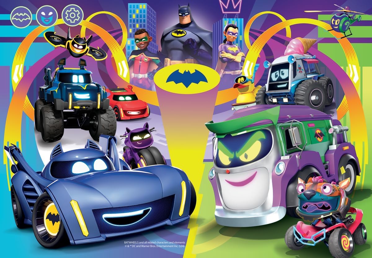 Ravensburger 12001054 Batman Batwheels Jigsaw Puzzles for Kids Age 3 Years Up-2x 24 Pieces-Educational Toddler Toys and Games, Multicolour, One Size
