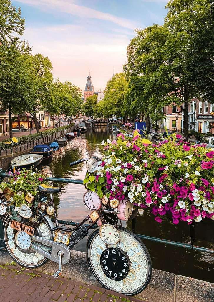 Ravensburger Puzzle 17596 - Fahrrad und Blumen in Amsterdam - 1000 Teile Puzzle für Erwachsene und Kinder ab 14 Jahren