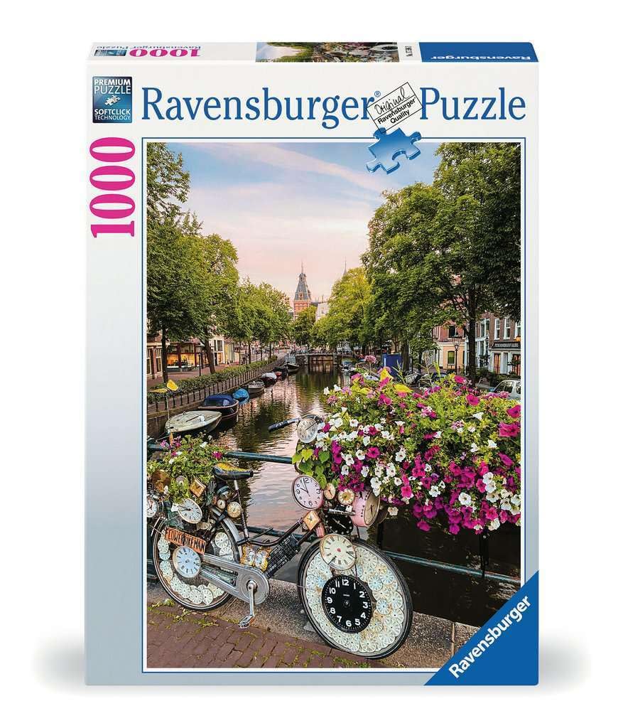 Ravensburger Puzzle 17596 - Fahrrad und Blumen in Amsterdam - 1000 Teile Puzzle für Erwachsene und Kinder ab 14 Jahren