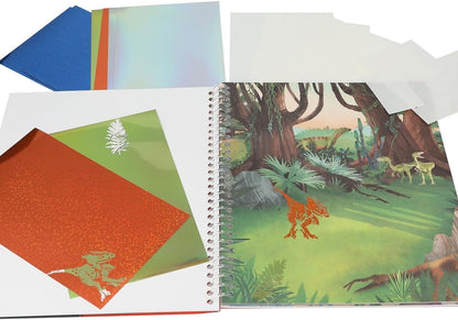Depesche 12473 Dino World Colouring Book Stick & Shine, 24 Pages with Great Dino Motifs, for Colouring and Designing
