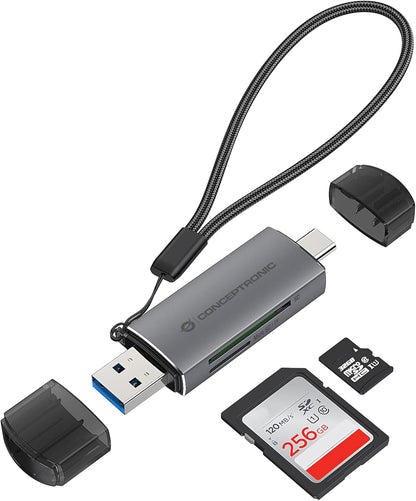 CONCEPTRONIC BIAN05G 2-in-1 USB 3.0 Dual Plug Card Reader SD/MicroSD 3.0 UHS-I