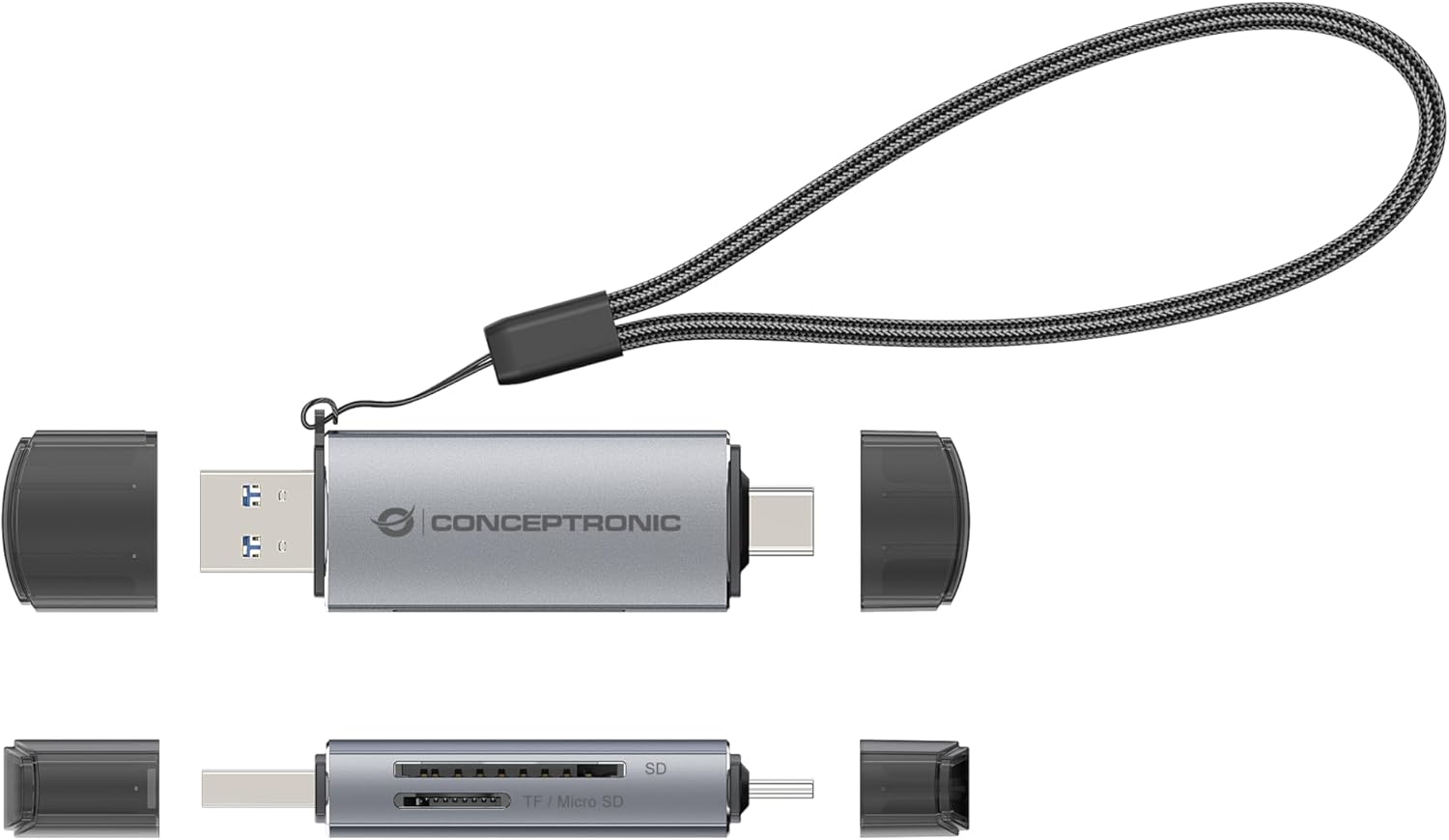 CONCEPTRONIC BIAN05G 2-in-1 USB 3.0 Dual Plug Card Reader SD/MicroSD 3.0 UHS-I