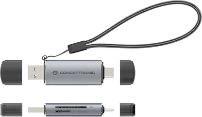 CONCEPTRONIC BIAN05G 2-in-1 USB 3.0 Dual Plug Card Reader SD/MicroSD 3.0 UHS-I