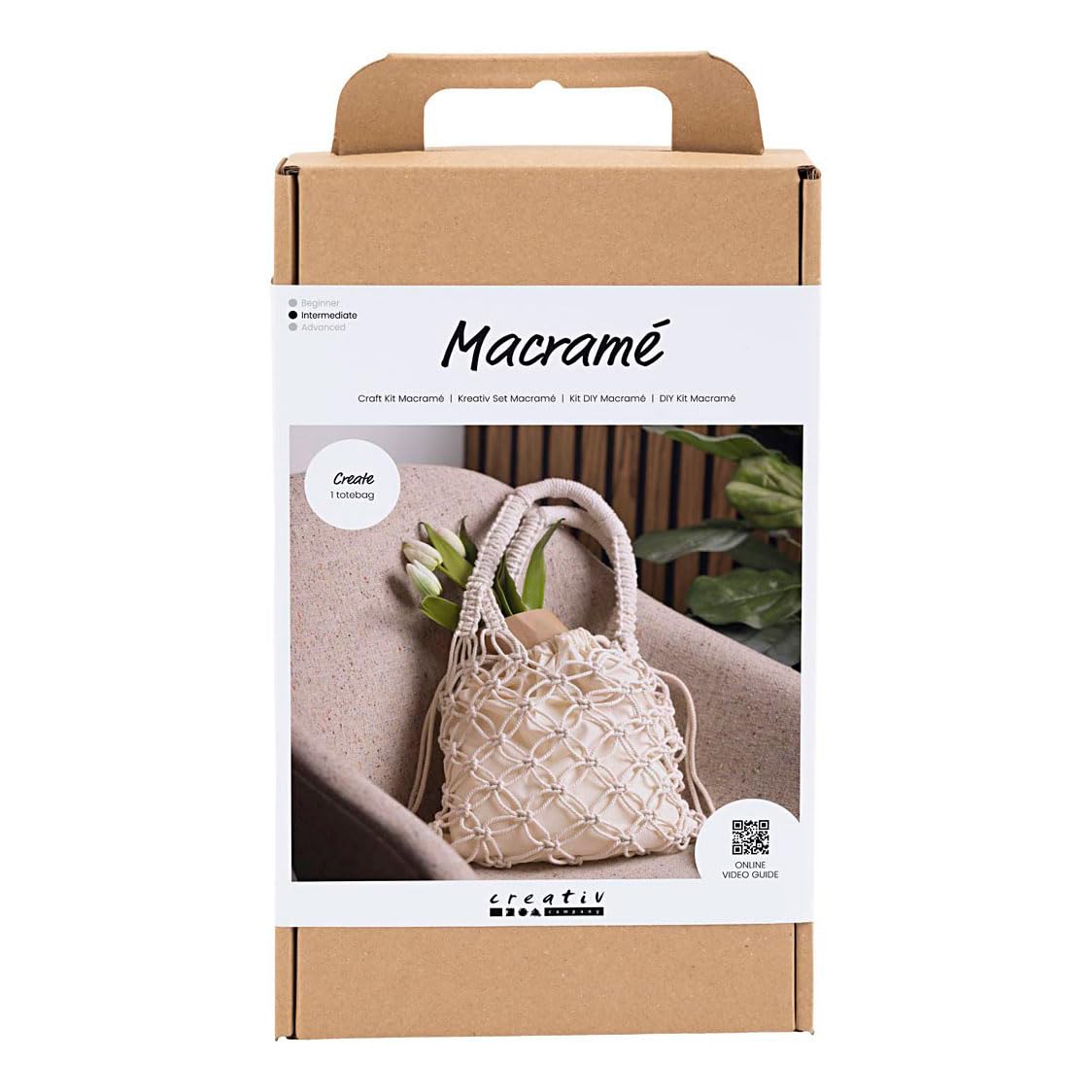 Creativ Company Creative Macramé Set - Bag in White - Perfect for Designing an Individual Bag