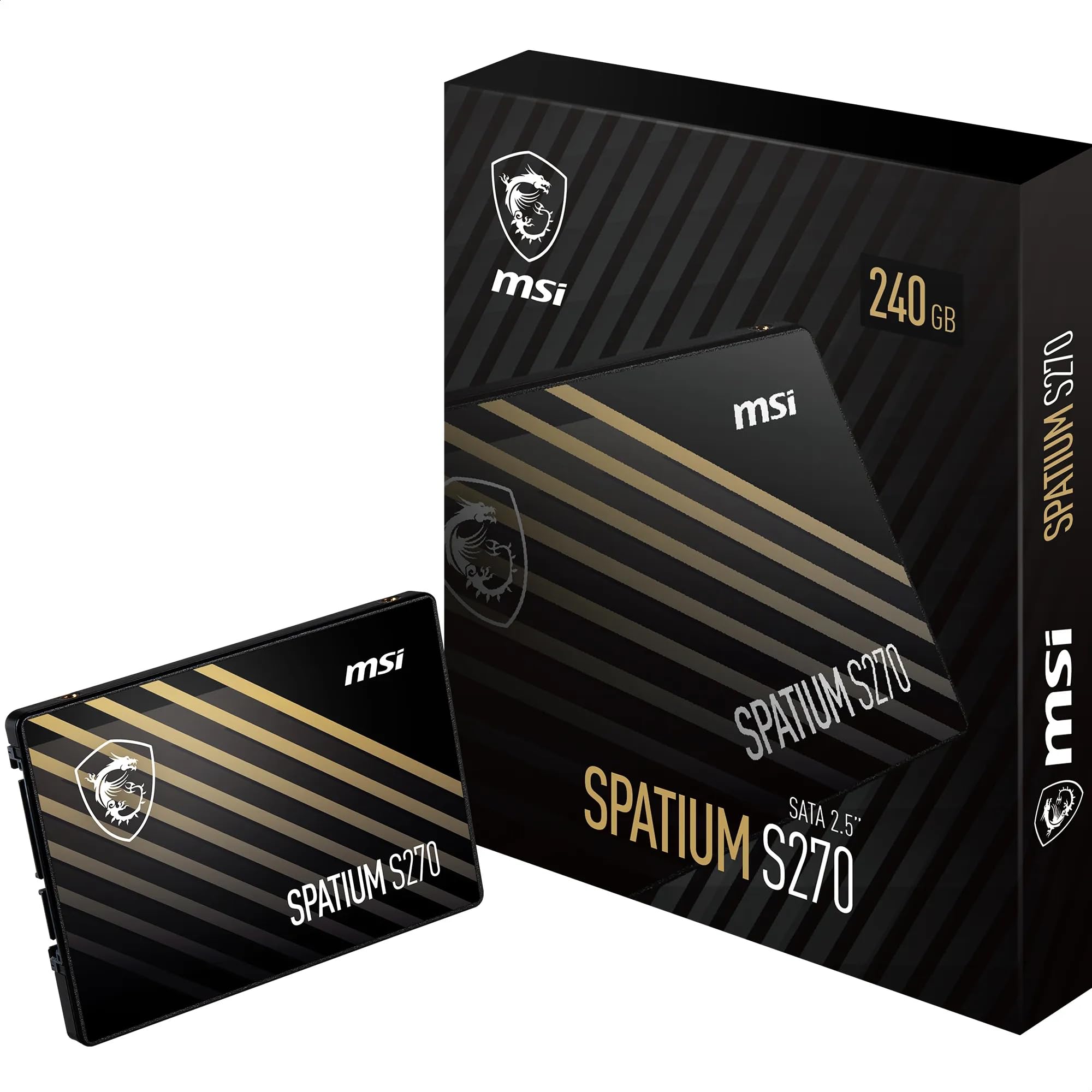 MSI SPATIUM S270 SATA 2.5 240GB - Internal Solid State Drive, 500MB/s Read & 400MB/s Write, 3D NAND, Built-In Data Security, MSI Center - 5 Year Warranty (110 TBW