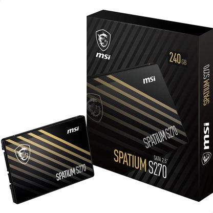 MSI SPATIUM S270 SATA 2.5 240GB - Internal Solid State Drive, 500MB/s Read & 400MB/s Write, 3D NAND, Built-In Data Security, MSI Center - 5 Year Warranty (110 TBW