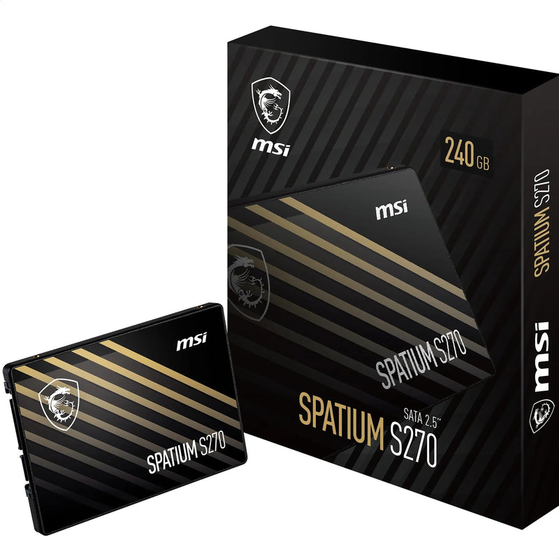 MSI SPATIUM S270 SATA 2.5 240GB - Internal Solid State Drive, 500MB/s Read & 400MB/s Write, 3D NAND, Built-In Data Security, MSI Center - 5 Year Warranty (110 TBW