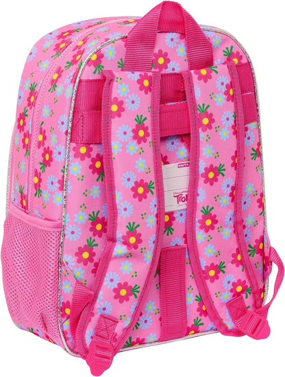 TROLLS 3 Animated School Backpack, Children's Backpack, Children's Backpack, Adaptable to the Pram, Ideal for Schoolchildren, Comfortable and Versatile, Quality and Resilience, 26 x 11 x 34 cm, Pink,