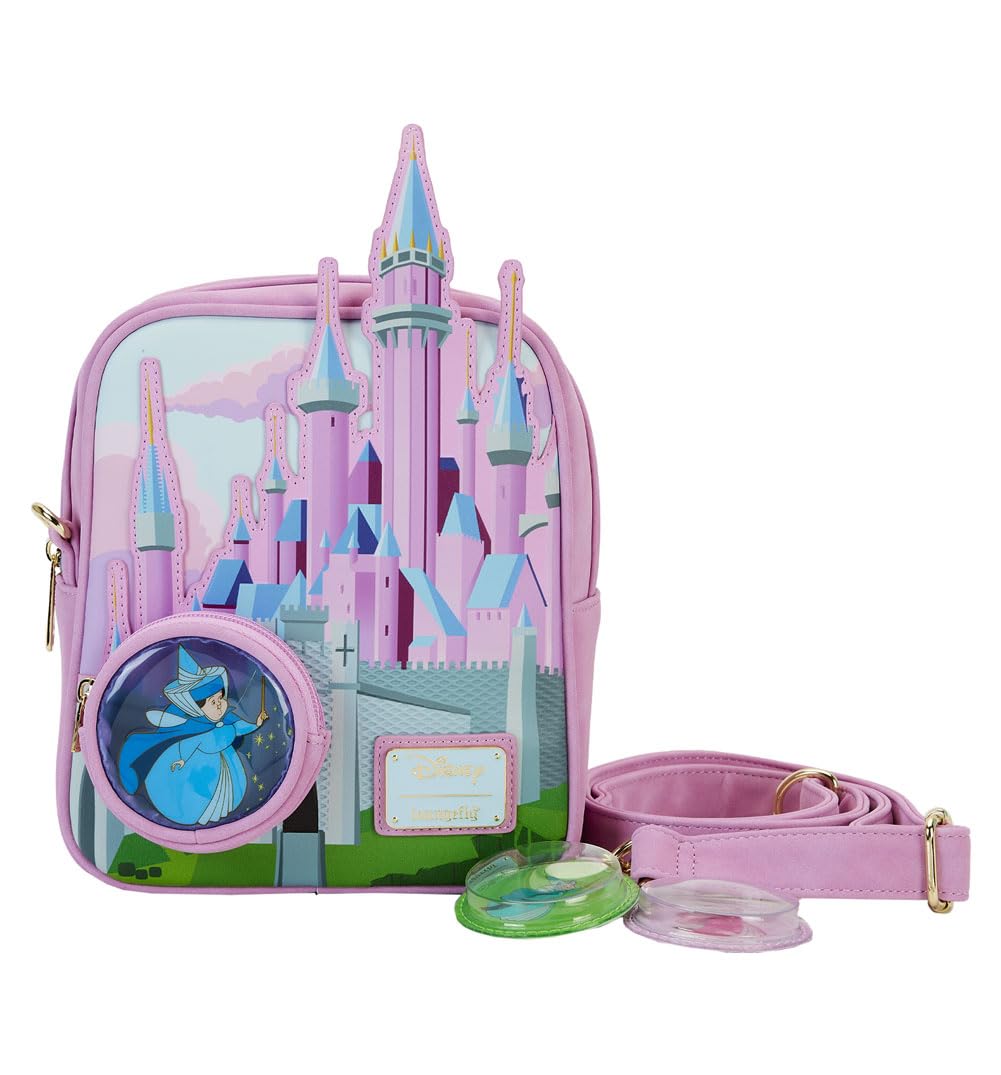 Loungefly Disney Sleeping Beauty Stained Glass Castle Crossbody Bag Blue