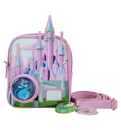 Loungefly Disney Sleeping Beauty Stained Glass Castle Crossbody Bag Blue