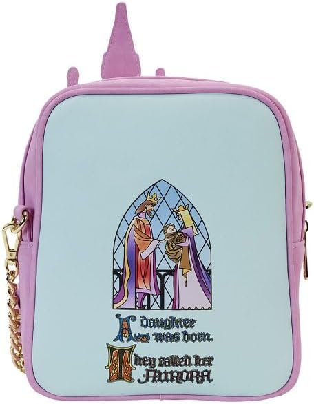 Loungefly Disney Sleeping Beauty Stained Glass Castle Crossbody Bag Blue