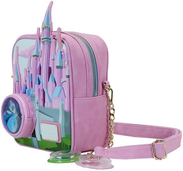 Loungefly Disney Sleeping Beauty Stained Glass Castle Crossbody Bag Blue