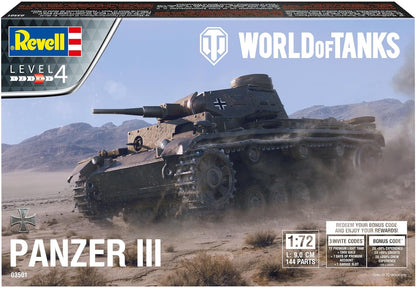 Revell, Unvarnished 03501 PzKpfw.III Ausf.L World of Tanks 1:72 Scale Plastic model kit