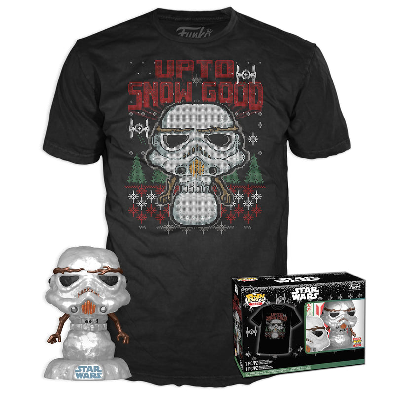 Funko Pop! & Tee: Star Wars - Holiday Stormtrooper - Métallique - Large - (L) - T-Shirt - Vêtements avec Une Figurine en Vinyle à Collectionner - Idée de Cadeau - Jouets et Top à Manches Courtes