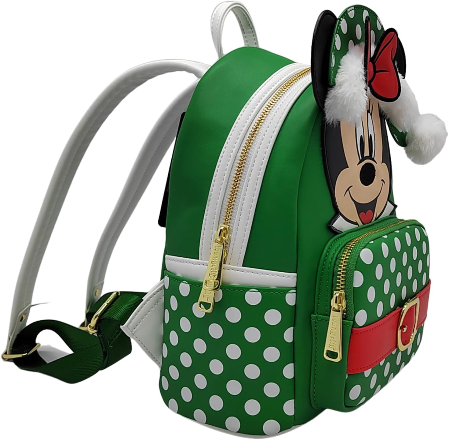 Loungefly Disney Minnie Mouse Elf Polka Dot Christmas Double Strap Shoulder Bag, Multicolor