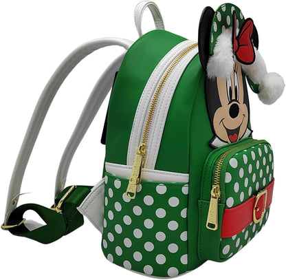 Loungefly Disney Minnie Mouse Elf Polka Dot Christmas Double Strap Shoulder Bag, Multicolor
