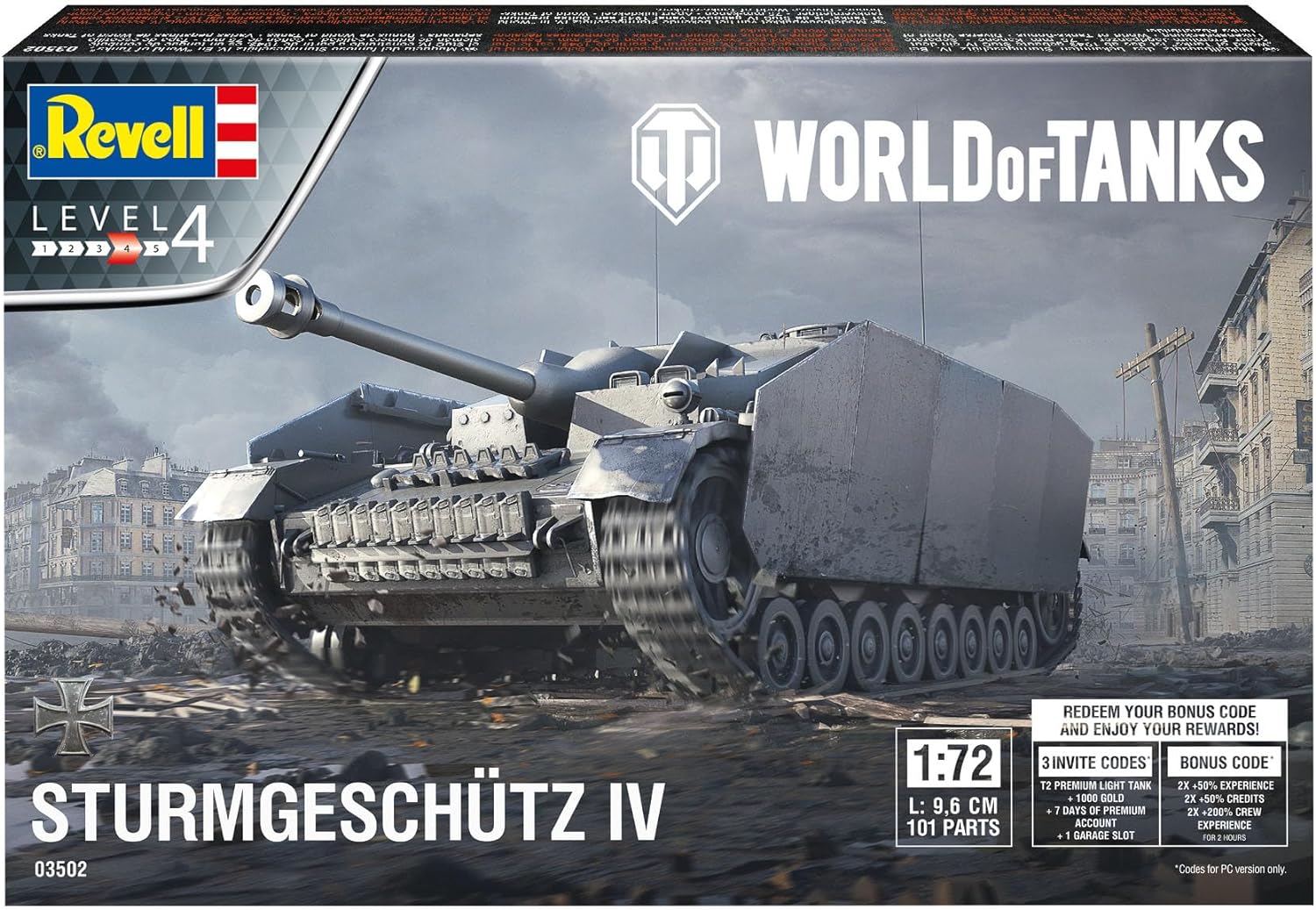 Revell 03502 Sturmgeschütz IV World of Tanks 1:72 Scale Plastic Model kit, Unvarnished