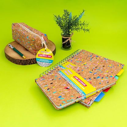 Pukka Pad, Pukka Planet B5 Cork Project Book – Twin Wire Bound Notebook with 200 Pages, 100 Sheets of FSC Recycled, 8mm Lined, 80GSM Paper for Home, School, and Office Organisation – 21.7 x 18.1cm