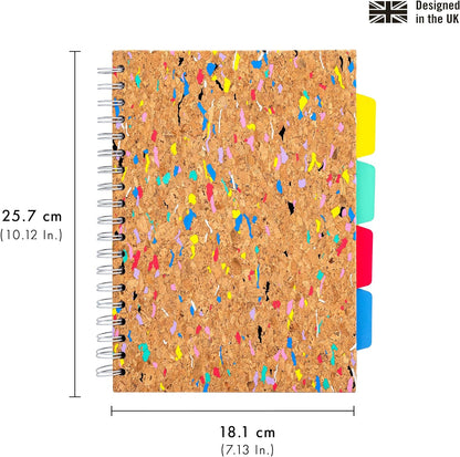 Pukka Pad, Pukka Planet B5 Cork Project Book – Twin Wire Bound Notebook with 200 Pages, 100 Sheets of FSC Recycled, 8mm Lined, 80GSM Paper for Home, School, and Office Organisation – 21.7 x 18.1cm